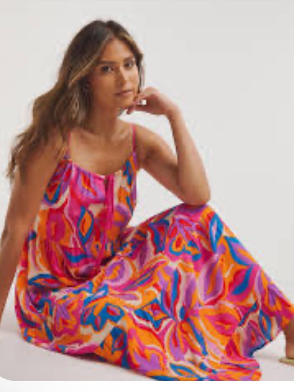 ABEL THE LABEL Vibrant Pink & Orange Abstract Maxi Dress! M